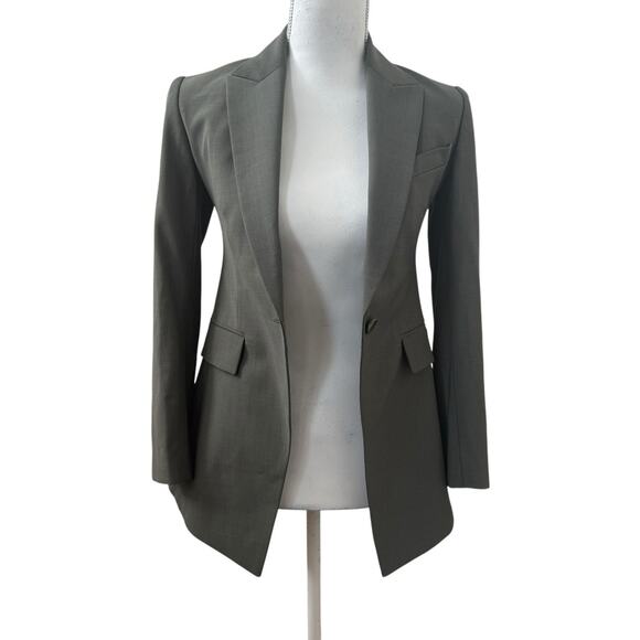 THEORY Etiennette Stretch Wool Green Blazer Size 00￼ - Picture 1 of 10
